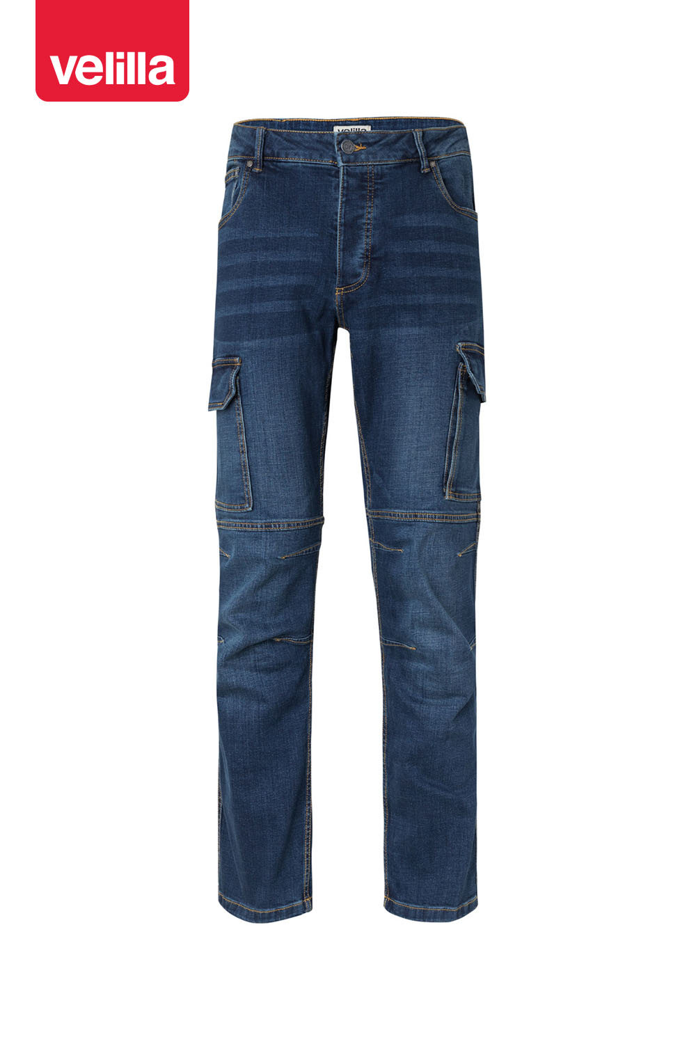 Calças denim stretch multibolsos