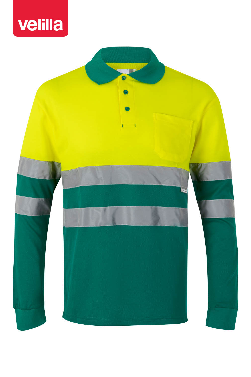 Polo algodão bicolor manga comprida