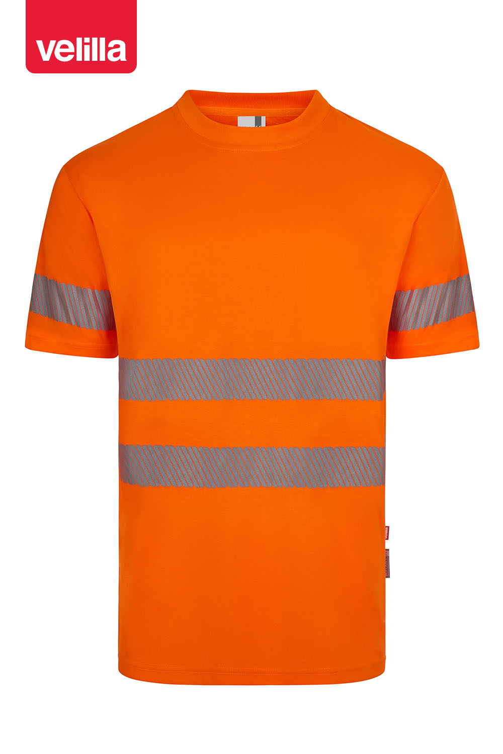 T-shirt poliéster reciclado manga curta faixas refletoras segmentadas