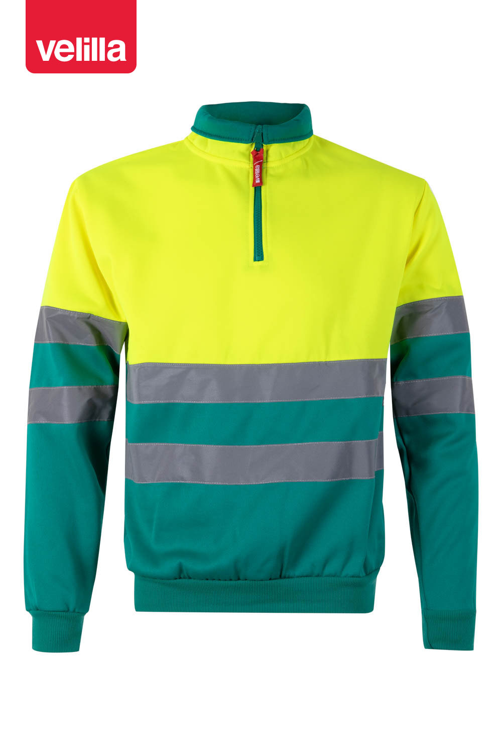 Sweatshirt bicolor com meio fecho