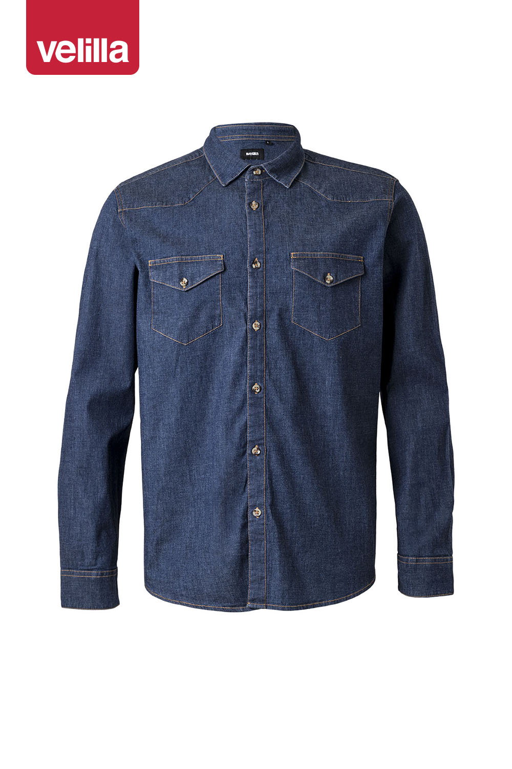 Camisa denim stretch manga comprida homem